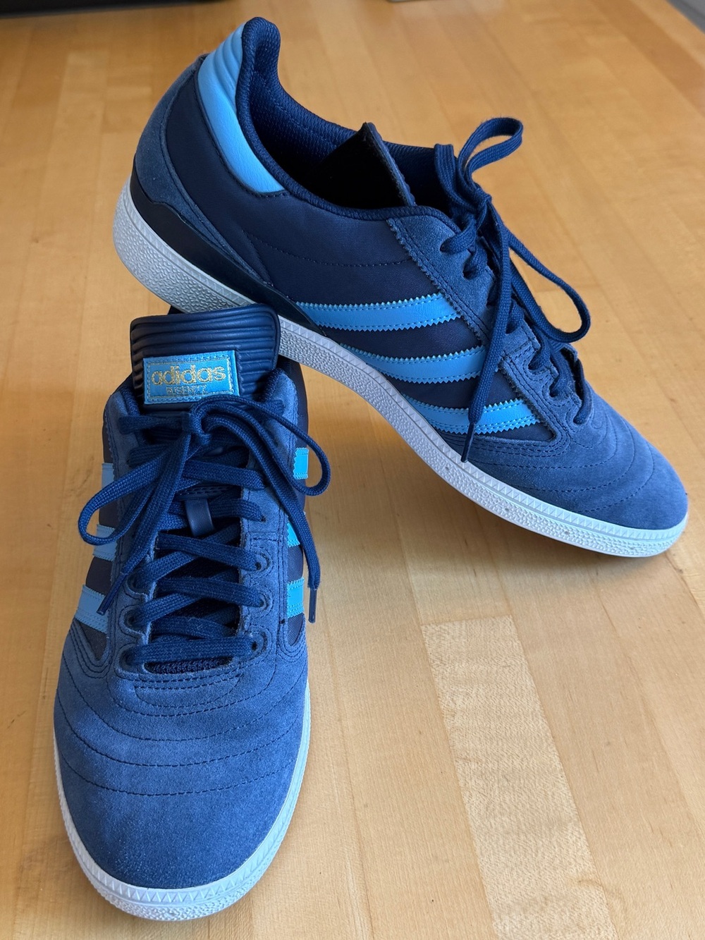 Adidas Men’s Busenitz Vulc II Blue Suede/Blue Stripe Skateboarding Sneakers 12.5